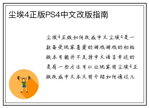 尘埃4正版PS4中文改版指南